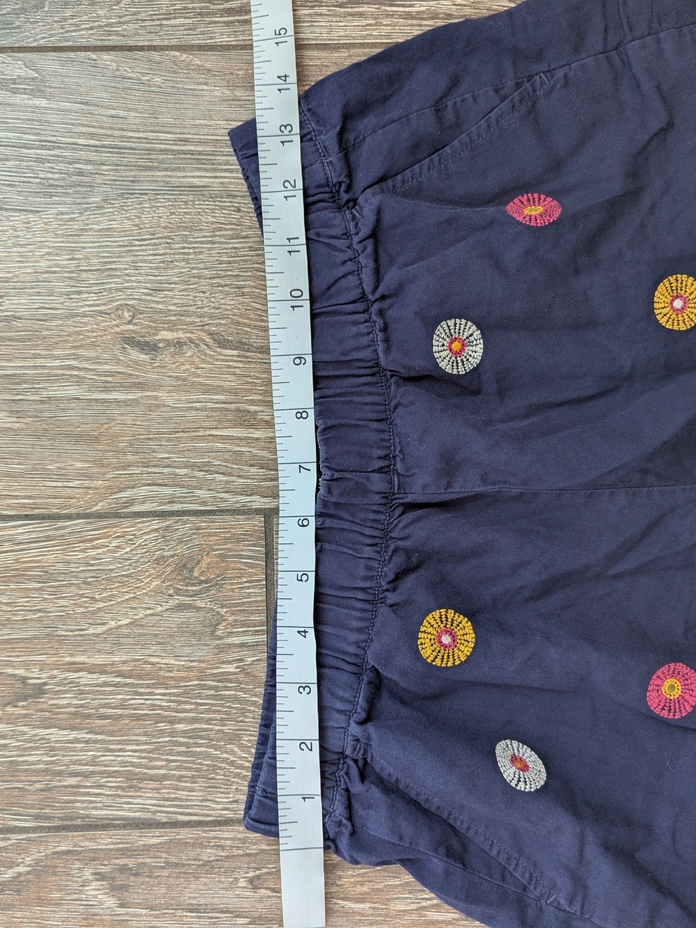 Madewell Embroidered cotton Shorts Elastic Waist Midnight Blue Boho Size XS - Picture 9 of 11